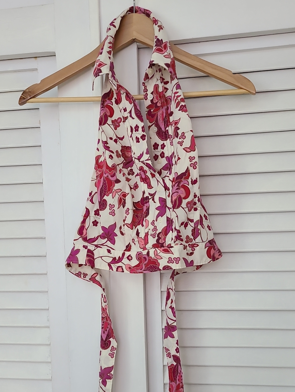 Express Cream Halter Camisole with Hot Pink and Purple Floral Print